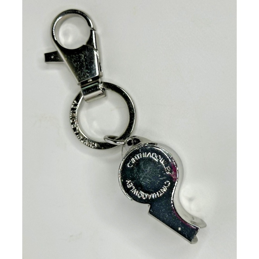 Cynthia Rowley Whistle Key Chain Silver Tone Purse Fob